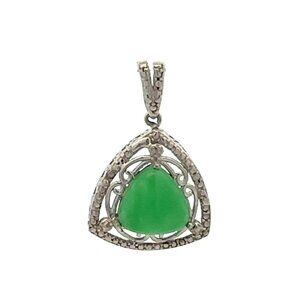 Estate‎ Sterling Silver & Green Chalcedony Triangle Celtic Style Pendant! 198